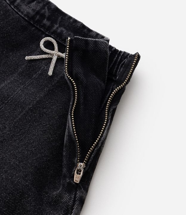 Pollera Jeans Infantil en Algodón Moñitas de Strass - Talle 5 a 16 años 4