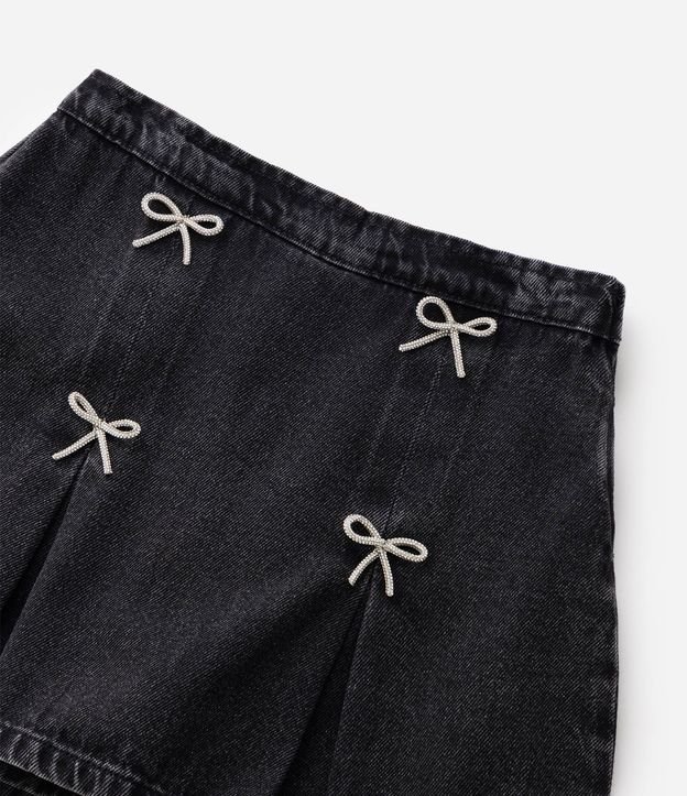 Pollera Jeans Infantil en Algodón Moñitas de Strass - Talle 5 a 16 años 5