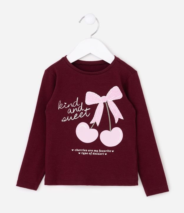 Remera Infantil en Algodón Lazo Cereza - Talle 1 a 6 años
