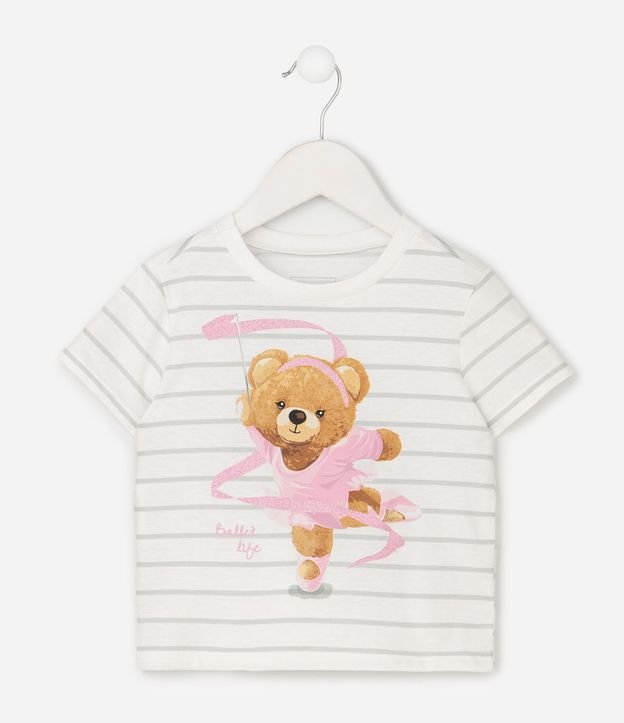 Remera Slim Infantil Rayada con Estampado Osita Bailarina – Talle 1 a 6 años 2