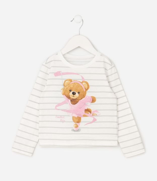 Remera Slim Infantil Rayada con Estampa Osita Bailarina – Talle 1 a 6 años 2