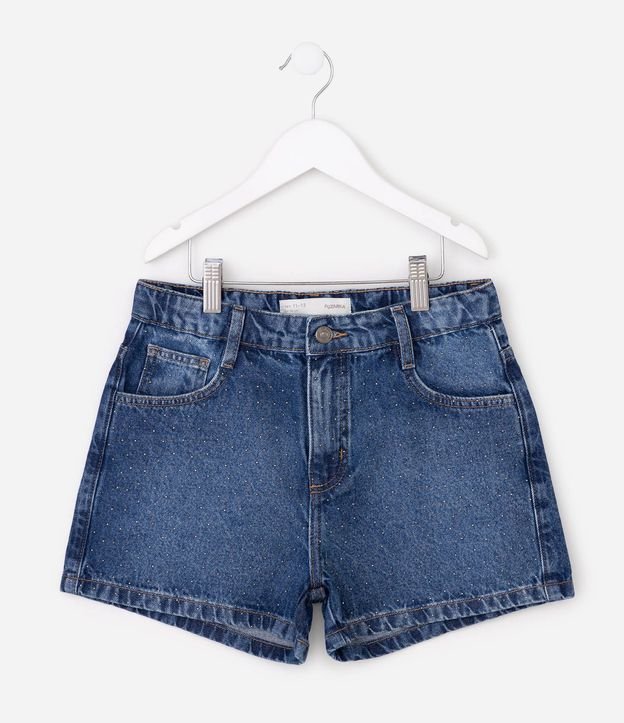 Short Jeans Infantil con Aplicación de Brillos - Talle 5 a 16 años 2