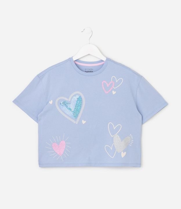 Remera Boxy Infantil con Corazones y Lentejuela – Talle 5 a 16 años 1