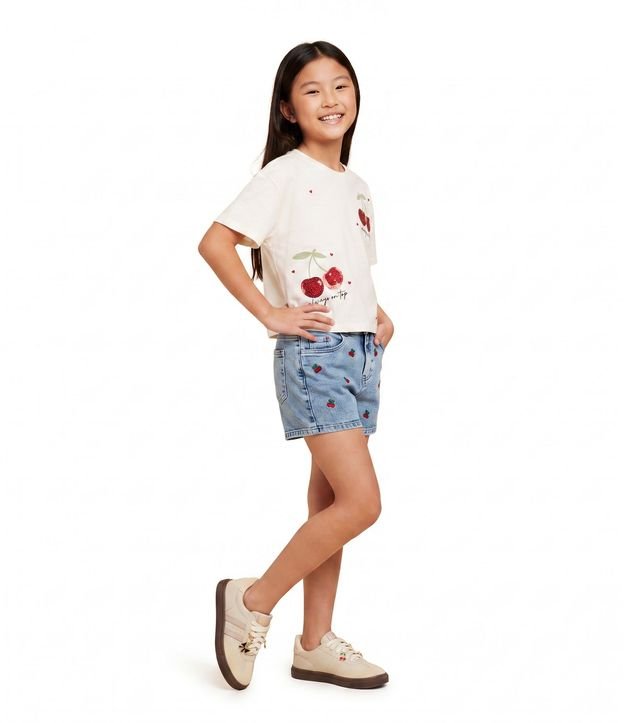 Blusa Boxy Infantil con Cereza en Lentejuela – Talle 5 a 16 años