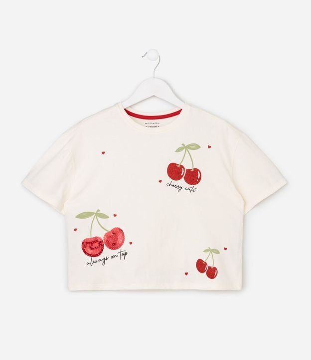 Blusa Boxy Infantil con Cereza en Lentejuela – Talle 5 a 16 años 6