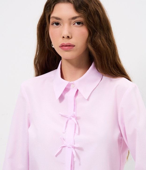 Camisa Cropped en Tricolina Listrado con Lazo en Moñitas 3
