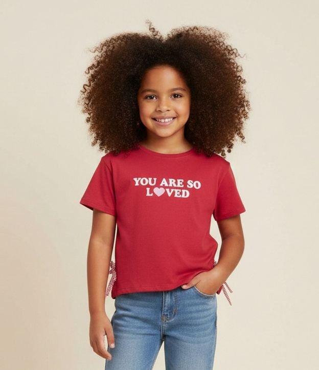Remera Infantil en Algodón con Lacitos de Cuadros - Talle 5 A 16 años