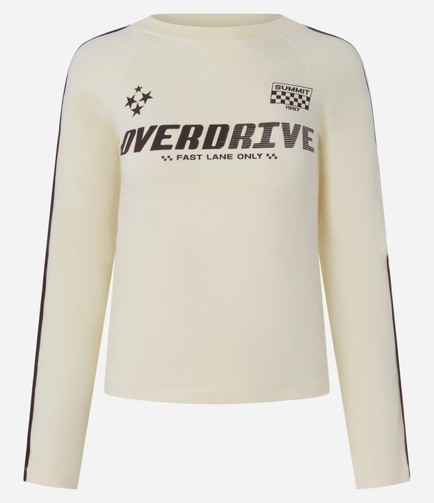 Blusa Manga Larga en Algodón con Estampa de Overdrive y Bies Contrastante 5
