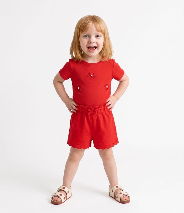 Remera Infantil Poim con Bordados de Flores Talle 1 a 6 años
