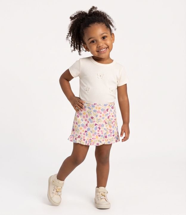 Remera Infantil Poim con Bordados de Flores Talle 1 a 6 años
