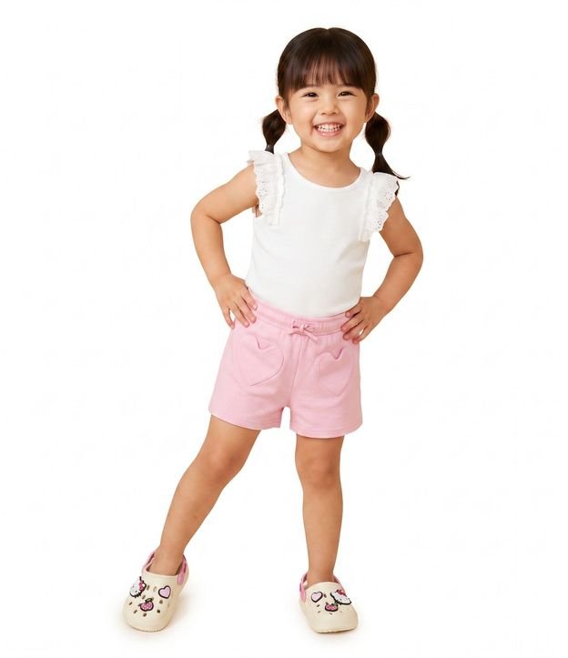 Short Runner Infantil en Modal con Bolsillos de Corazón – Talle 1 a 6 años 1