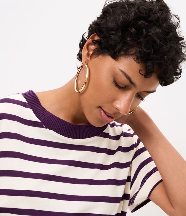 Blusa Rayada en Algodón con Cuello Contrastante 3