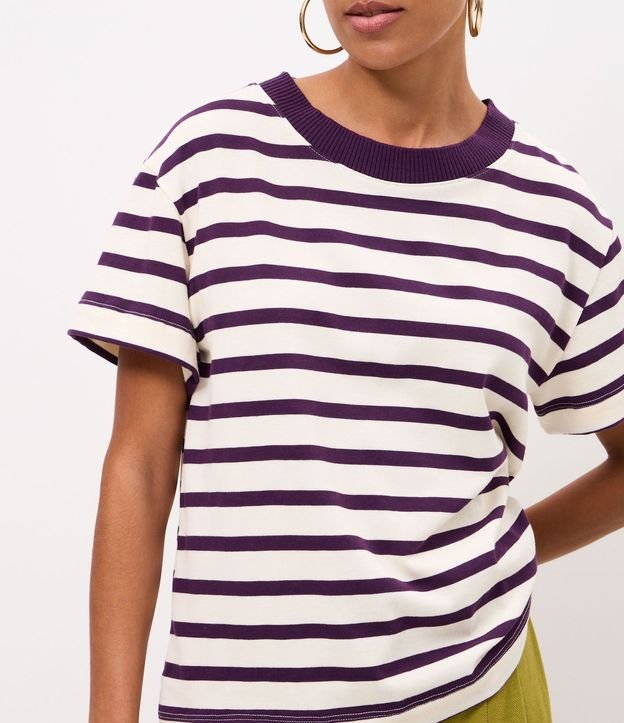 Blusa Rayada en Algodón con Cuello Contrastante 4
