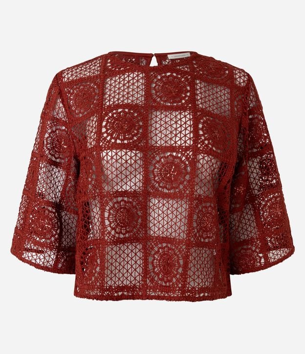 Blusa en Ganchillo con Lentejuelas y Bordado Abstracto 5