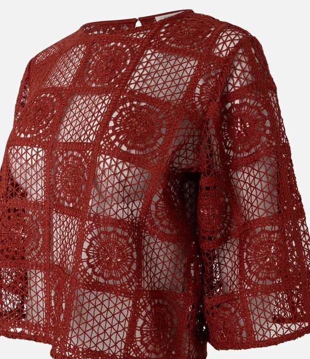 Blusa en Ganchillo con Lentejuelas y Bordado Abstracto 6