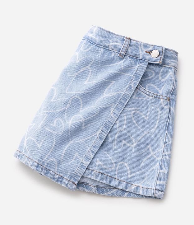 Short Pollera Infantil en Jeans con Estampa de Corazones – Talle 5 a 16 años 5