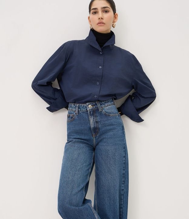 Pantalón Wide Leg en Jeans con Cintura Alta y Bolsillos 2