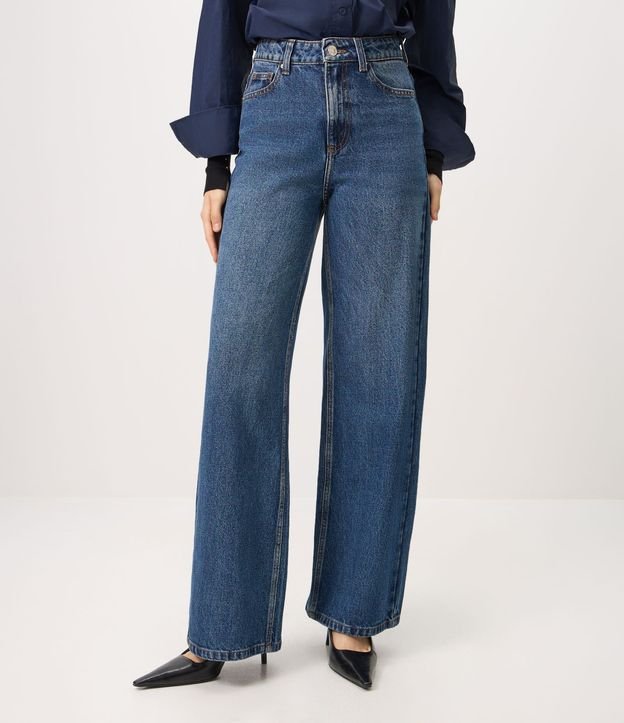 Pantalón Wide Leg en Jeans con Cintura Alta y Bolsillos 3