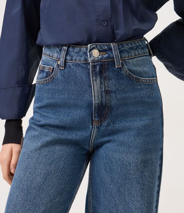Pantalón Wide Leg en Jeans con Cintura Alta y Bolsillos 4
