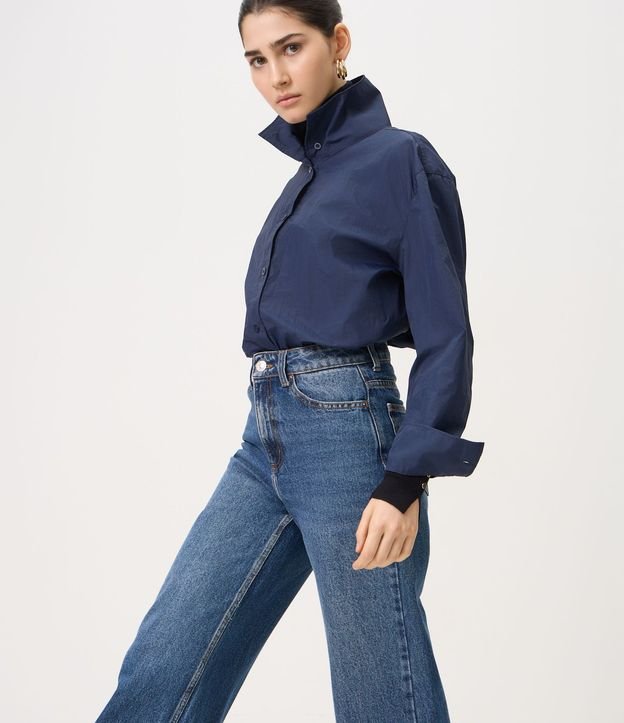 Pantalón Wide Leg en Jeans con Cintura Alta y Bolsillos 6