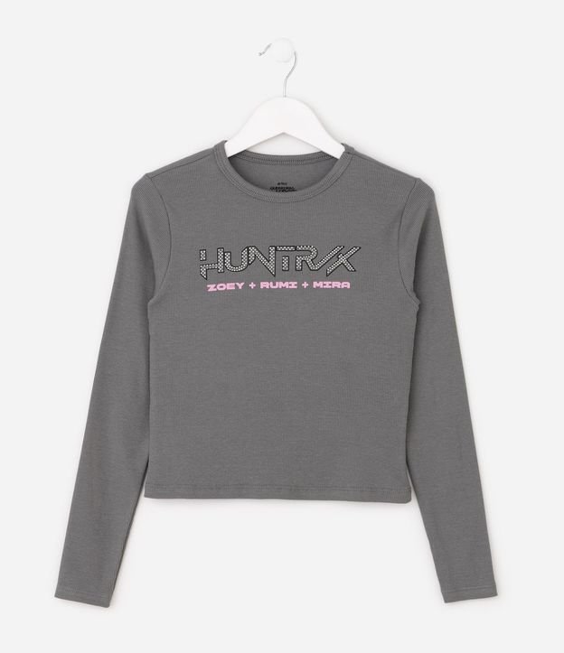 Blusa Infantil Slim con Lettering Huntrix y Aplicación de Strass – Talle 5 a 16 años 3