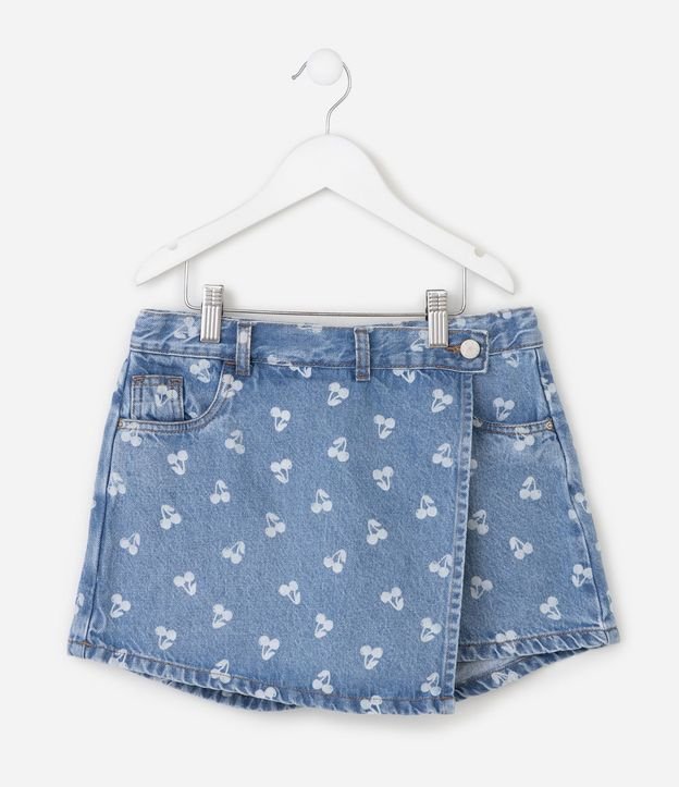 Short Pollera Jeans con Estampa de Cerezas Infantil - Talle 5 a 16 años 2