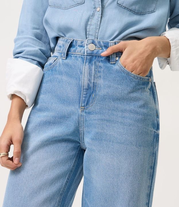 Pantalón Wide Leg en Jeans con Cintura Alta y Bolsillos 4
