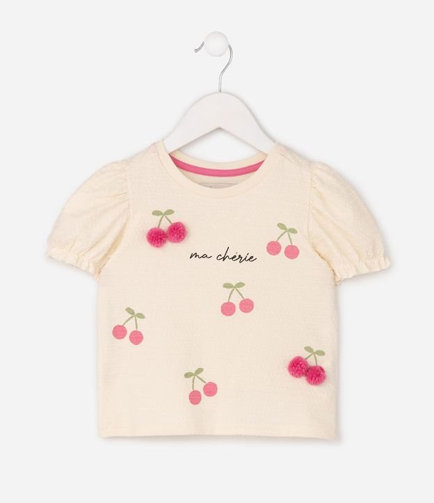 Blusa Relaxed en Algodón Texturizado con Pompón y Cereza - Talle 1 a 6 años 2