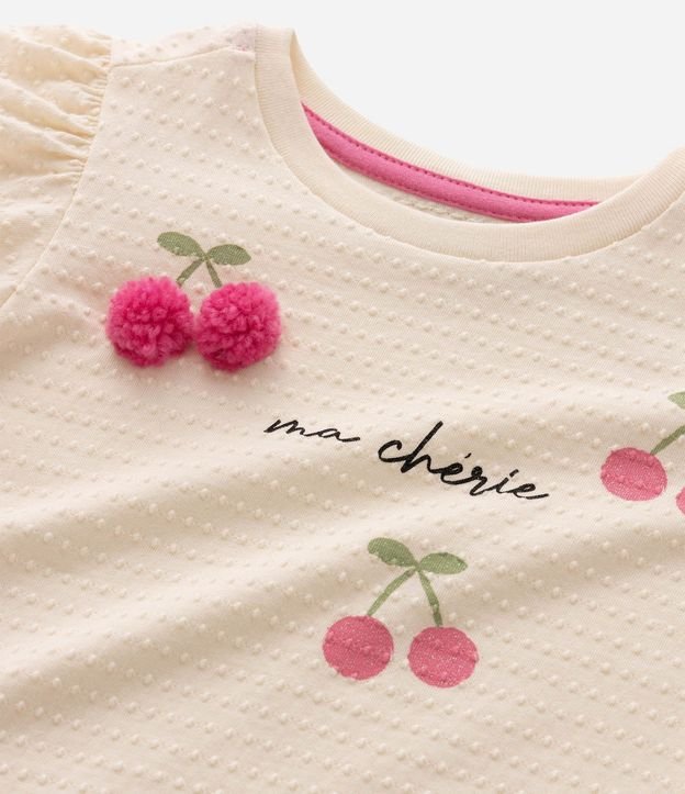 Blusa Relaxed en Algodón Texturizado con Pompón y Cereza - Talle 1 a 6 años 5