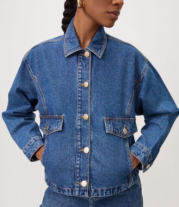 Campera Jeans Overshirt con Botones Delanteros 3