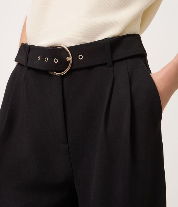 Pantalón Wide Leg en Crepé con Cinturón y Hebilla 4