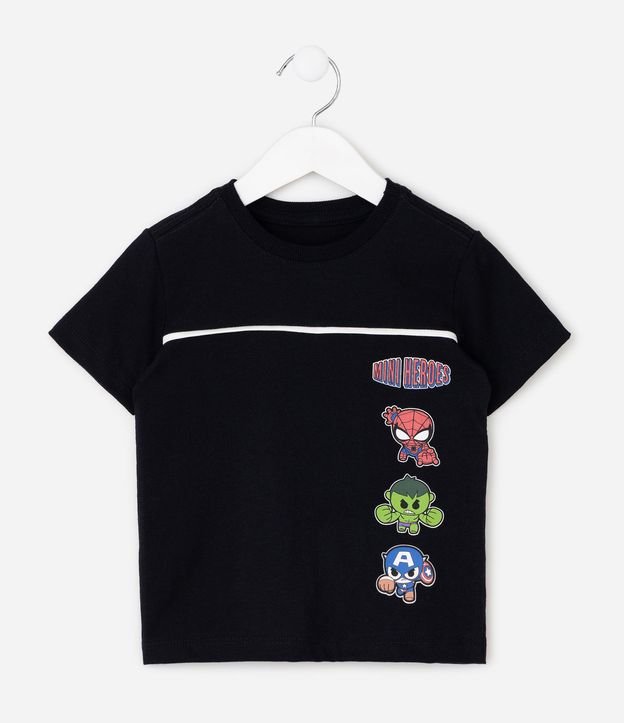 Remera Infantil con Estampa de Mini Heróis con Biés Contrastante – Talle 2 a 6 años 2