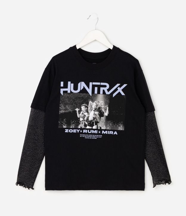 Blusa Infantil con Mangas de Tule y Estampa de Huntrix Guerreras K-Pop – Talle 1 a 14 años 2