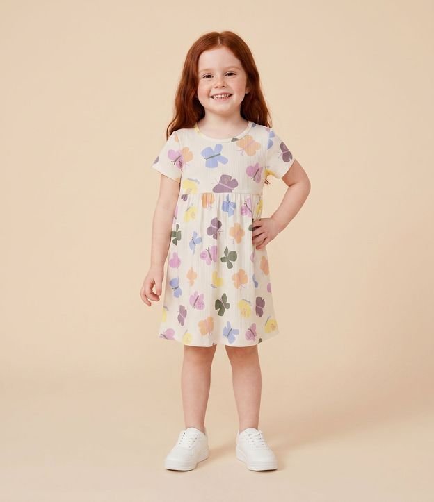 Vestido Marias Infantil Canelado con Estampado Mariposas – Talle 1 a 6 años
