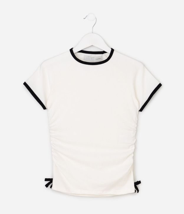 Blusa Slim Infantil con Cuello Contrastante y Lazo Lateral – Talle 5 a 16 años 2