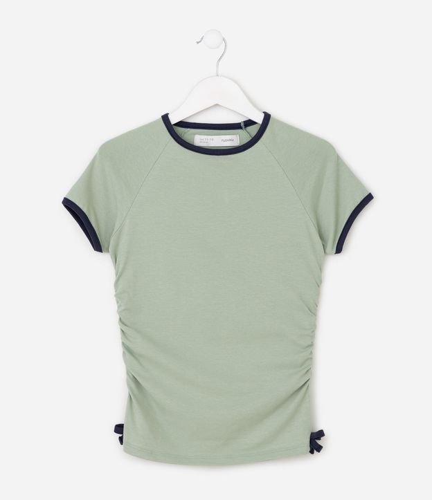 Blusa Slim Infantil con Cuello Contrastante y Lazo Lateral – Talle 5 a 16 años 2