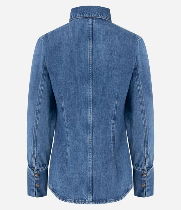 Camisa en Jeans con Botones y Puños Alargados 6