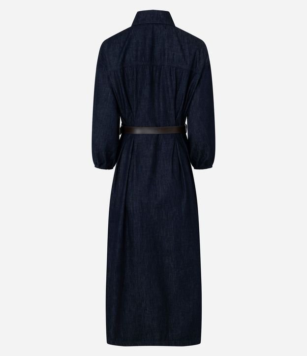 Vestido Midi en Jeans con Manga Larga y Cinturón 5