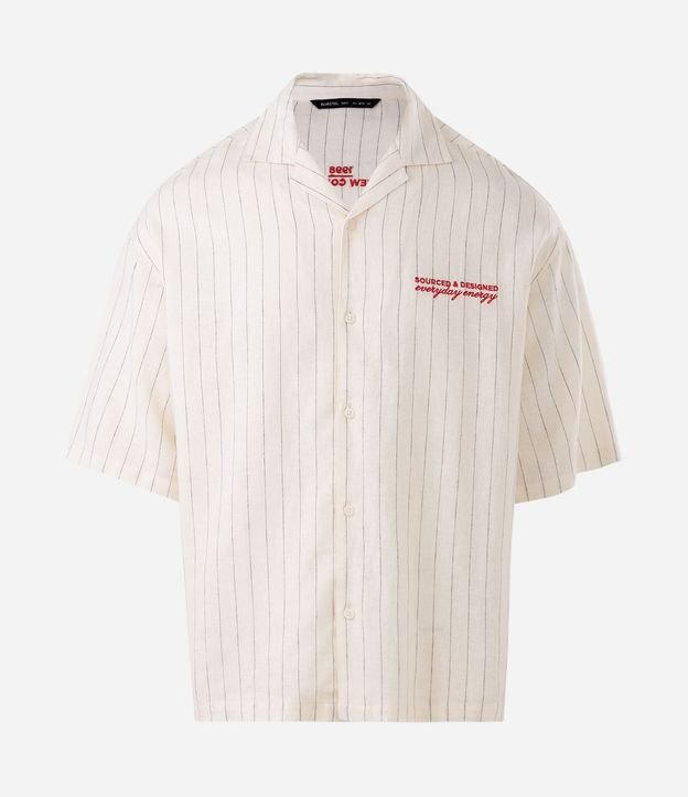 Camisa Boxy en Viscolino Rayada con Bordado 5