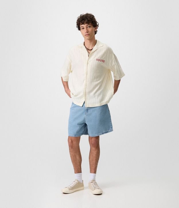 Camisa Boxy en Viscolino Rayada con Bordado 2