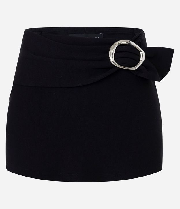 Short Pollera Femenina en Bengaline con Hebilla Ovalada Ajustable 5