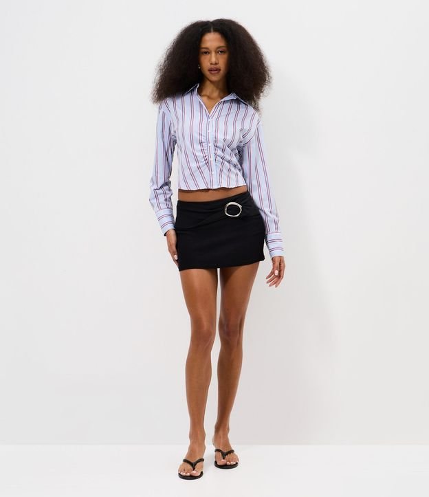 Short Pollera Femenina en Bengaline con Hebilla Ovalada Ajustable