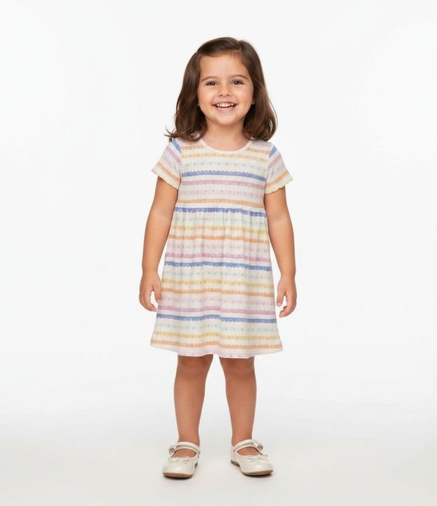 Vestido Infantil con Estampado Rayada y Corazones - Talle 1 a 6 años