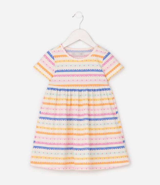 Vestido Infantil con Estampado Rayada y Corazones - Talle 1 a 6 años 2
