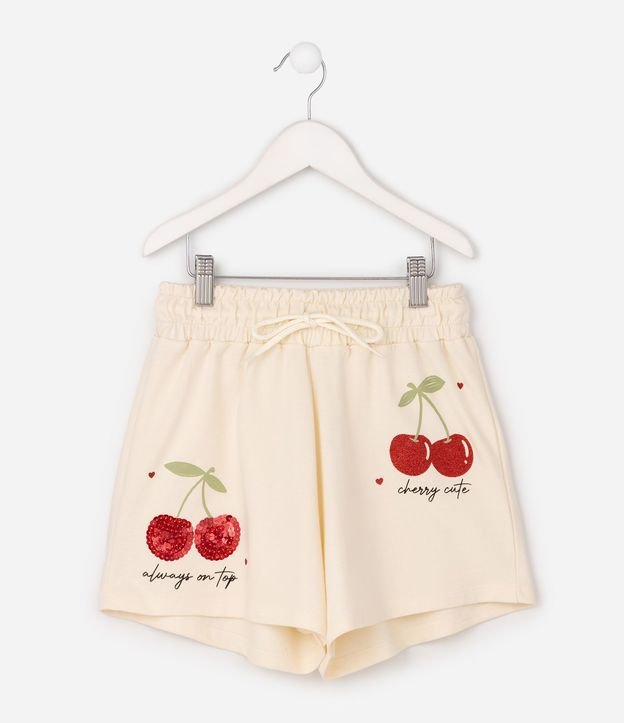 Short Infantil  em Algodón con Estampado de Cerezas y Purpurina - Talle 5 a 14 años 2
