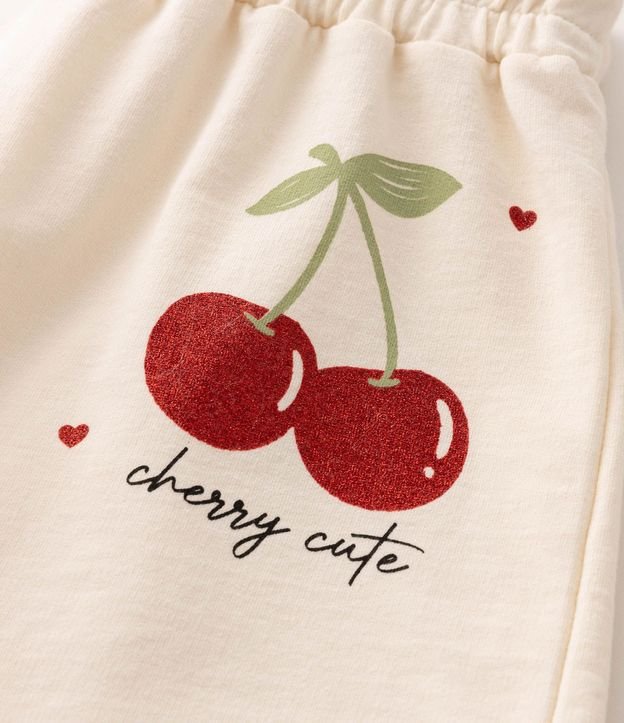 Short Infantil  em Algodón con Estampado de Cerezas y Purpurina - Talle 5 a 14 años 5