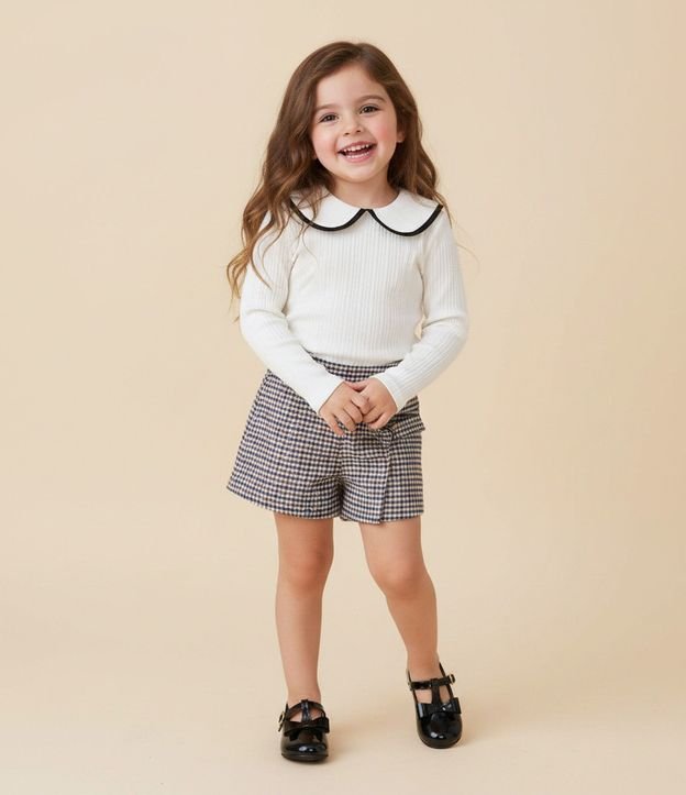 Blusa Infantil con Cuello Muñeca y Bies Contrastante – Talle 1 a 6 años 1