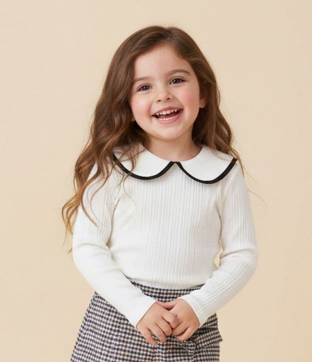 Blusa Infantil con Cuello Muñeca y Bies Contrastante – Talle 1 a 6 años 2