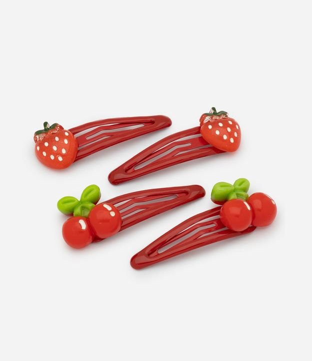 Kit 4x1 de Pinza para el Pelo Infantil Frutilla y Cereza