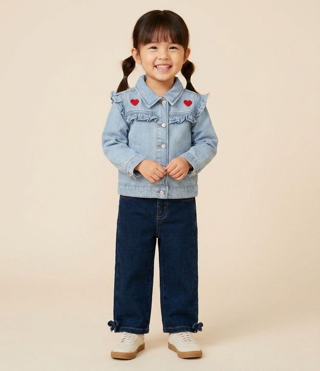Campera Infantil en Jeans con Bordado de Corazón – Talle 1 a 6 años